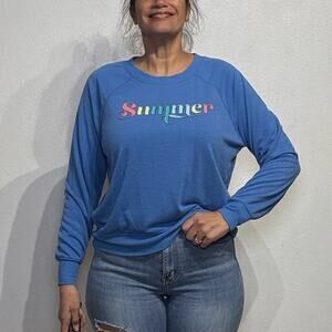 Wildfox Blue Summer Sweatshirt Sz S
